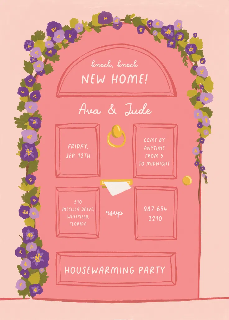 New door - ev ısınma partisi davetiyesi